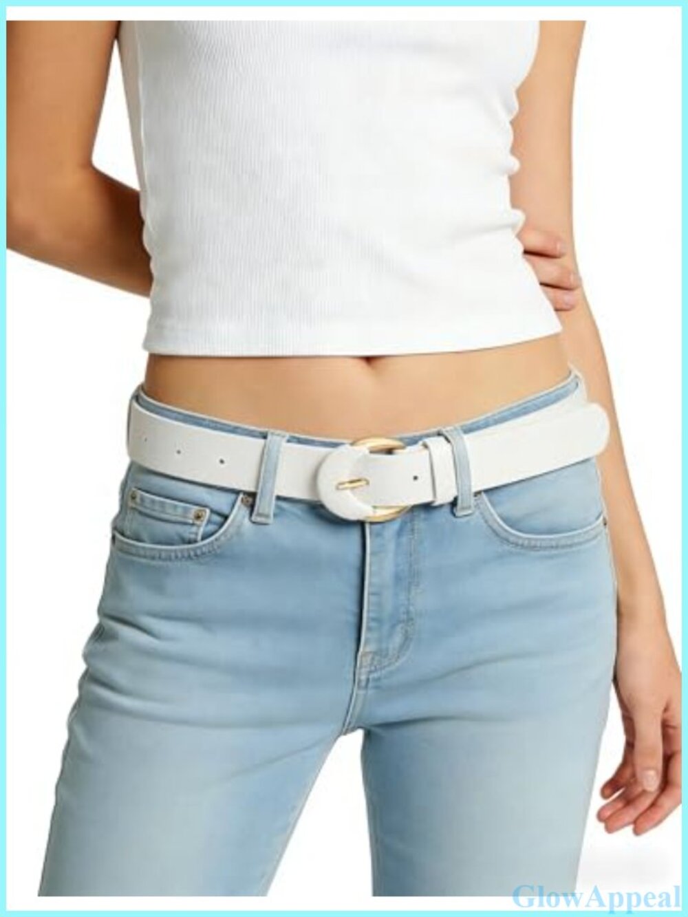 PU Leather Fashion Belt Gold Buckle Adjustable Casual Jeans Dress Waist Belt